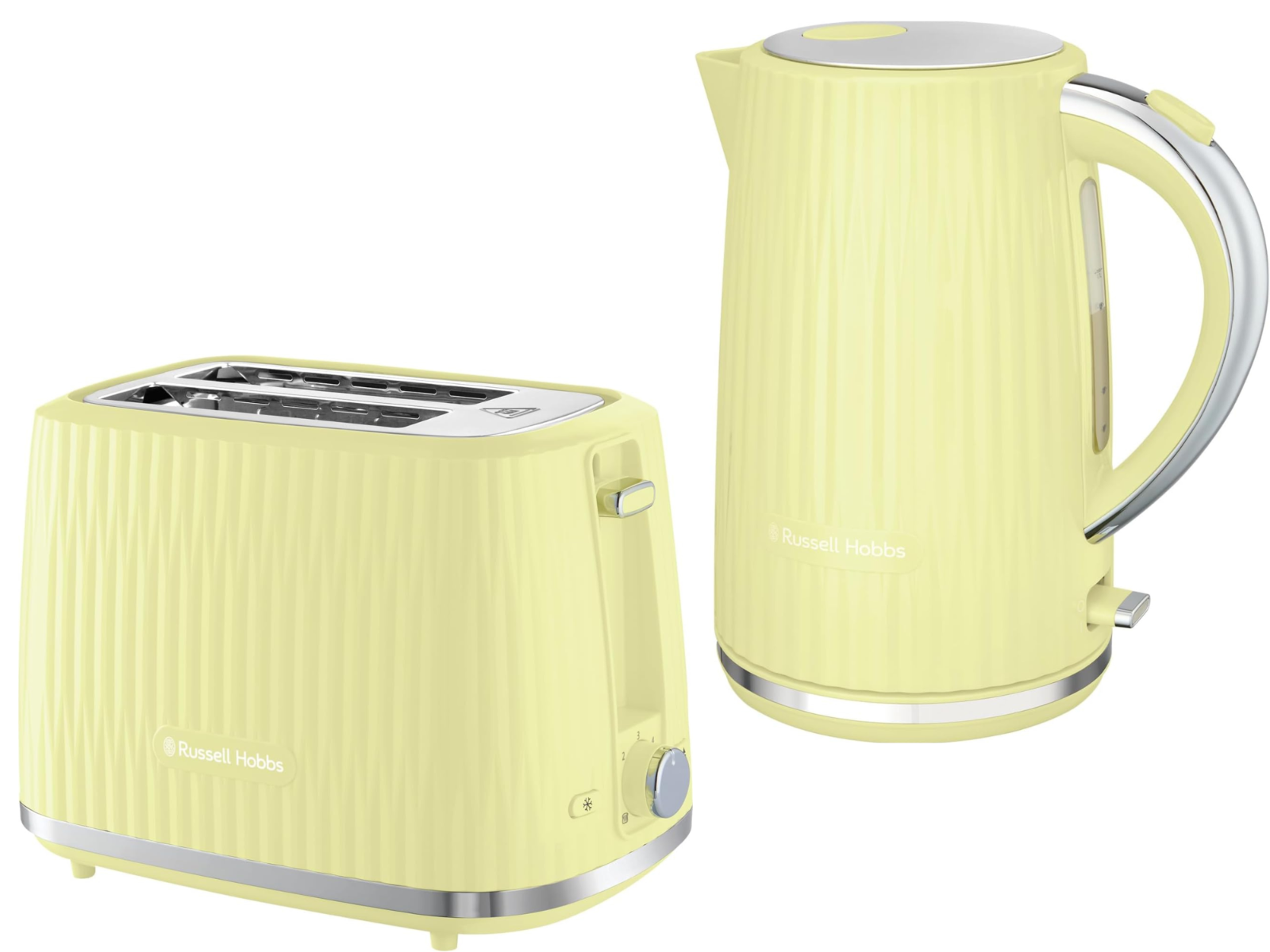 Russell Hobbs Eden Lemon Yellow Kettle 2 Slice Toaster Matching Set