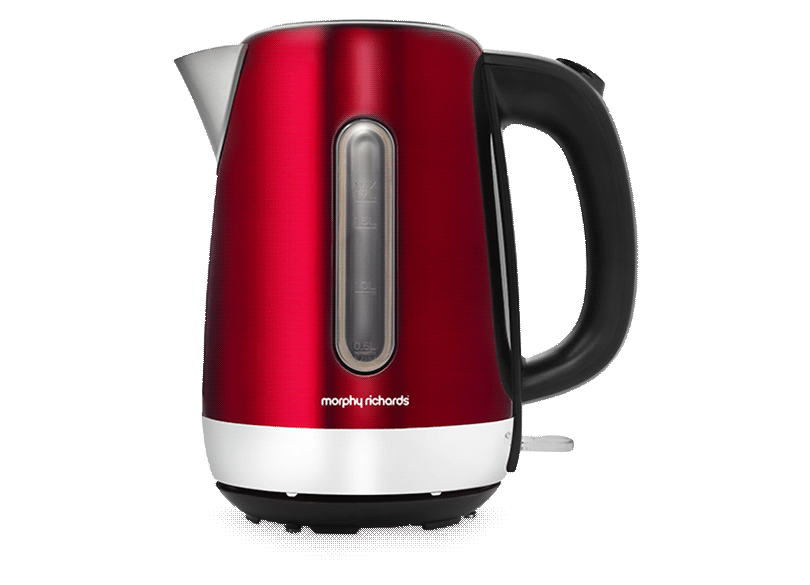 Morphy Richards Equip Red 1.7L 3KW Kettle, 2 Slice Toaster & Accents Bread Bin & Canisters Matching Set