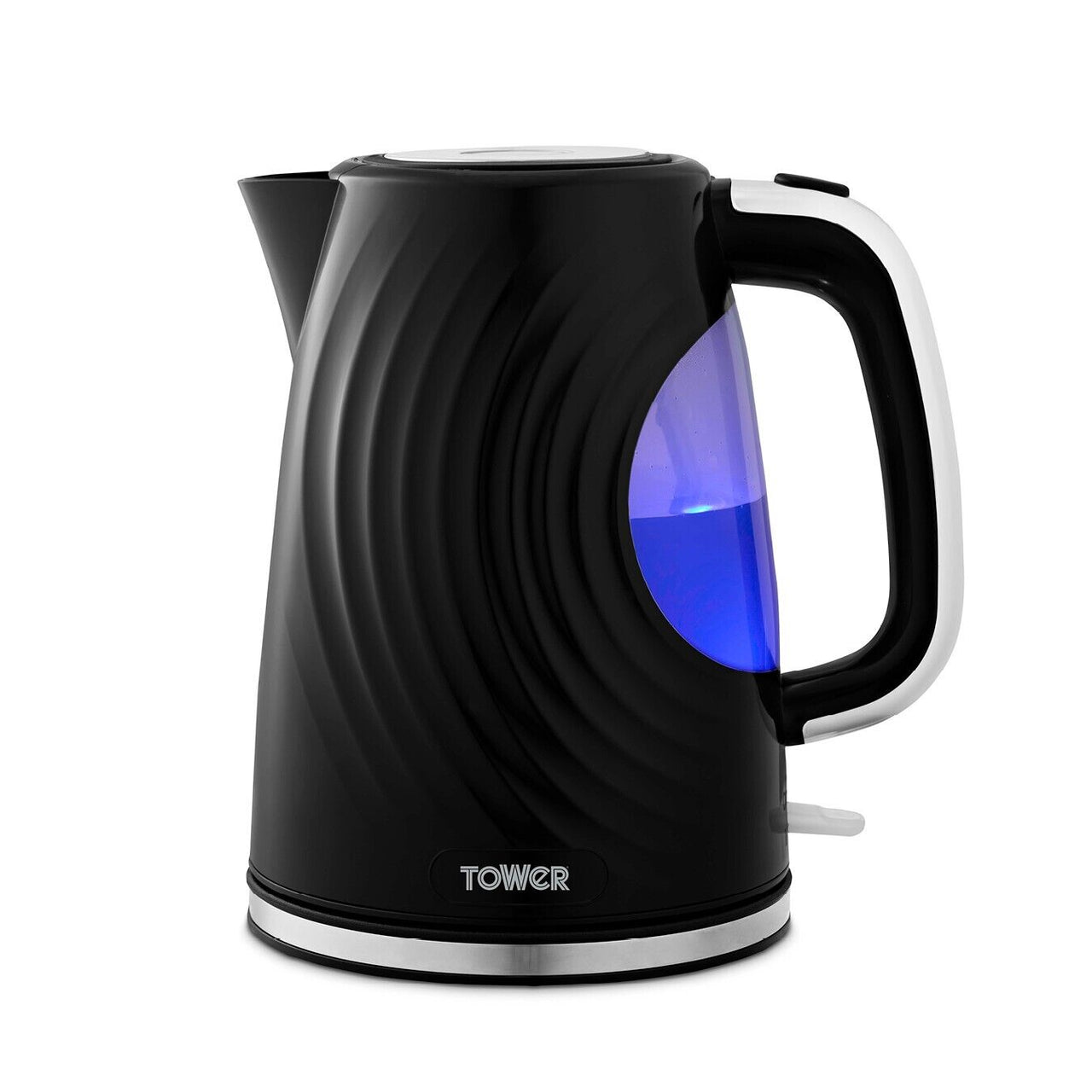 Tower Sonar 1.7L 3KW Kettle Black with Chrome Accents and Stylish Ripple Design