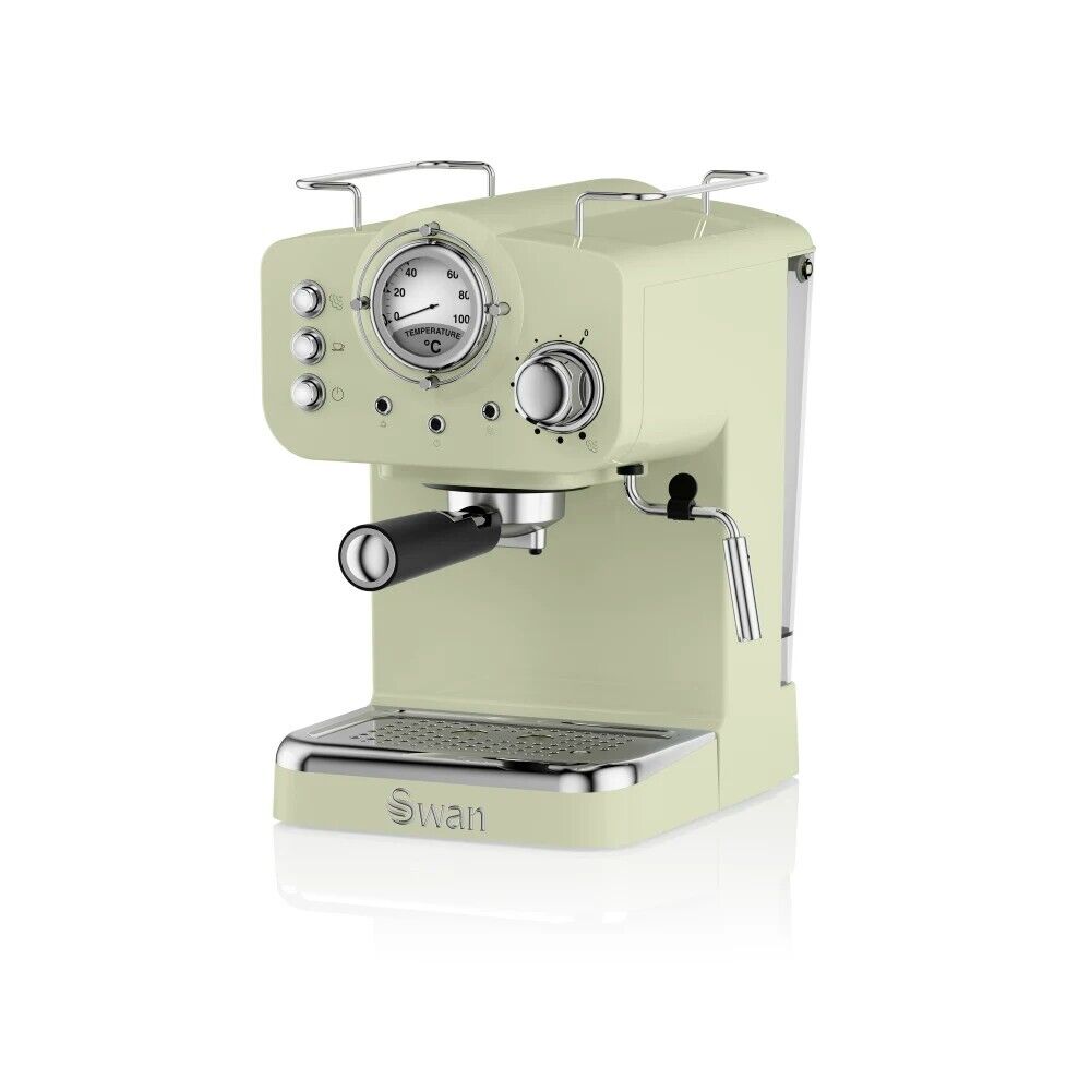 Swan Retro Pump Espresso Coffee Machine Green SK22110GN Pods & Ground Coffee