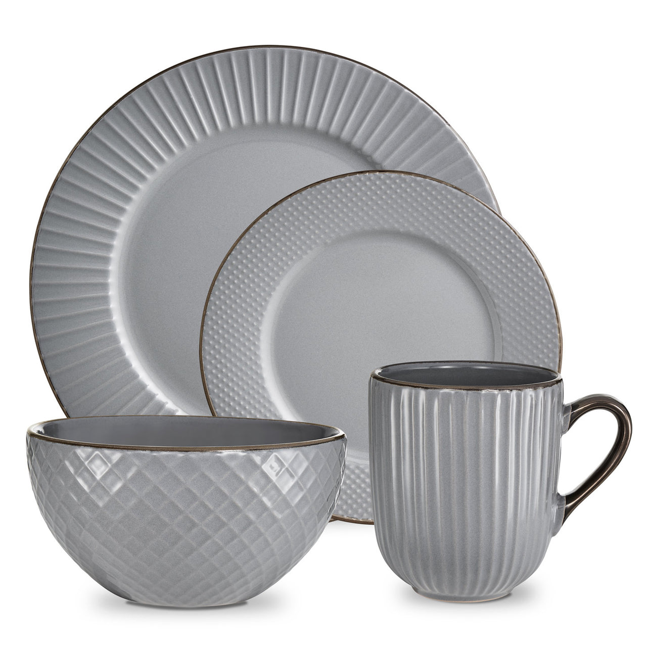 Tower Empire 16 Piece Dinner Set in Grey with Burnt Gold Accents Dining Set