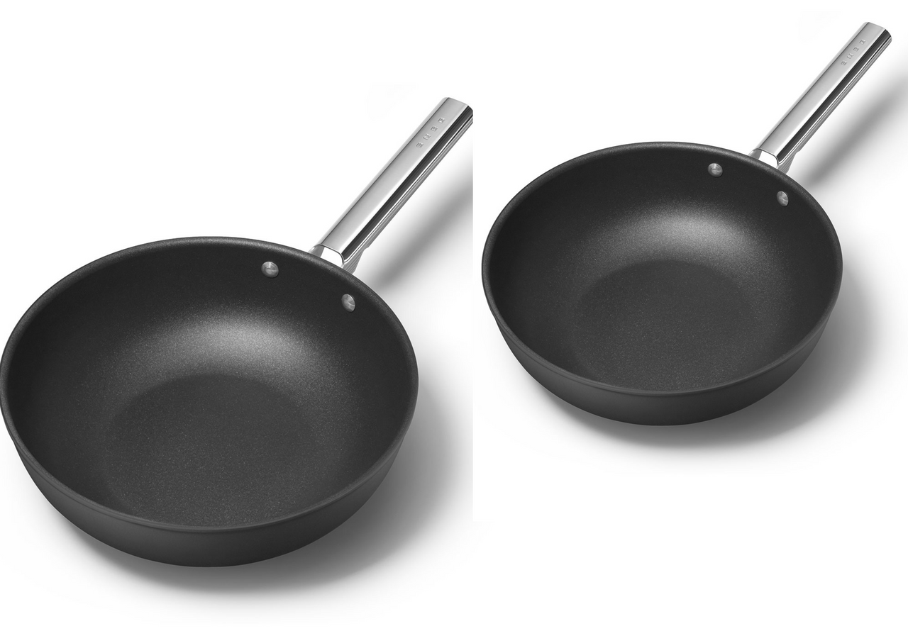 Smeg Cookware Matching Frying Pan Bundle Set including 24cm & 28cm Frying Pans in Black