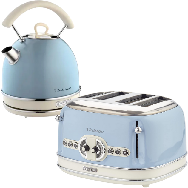 Ariete Vintage Blue Dome Kettle Slice Toaster Set AR7705/AR5605
