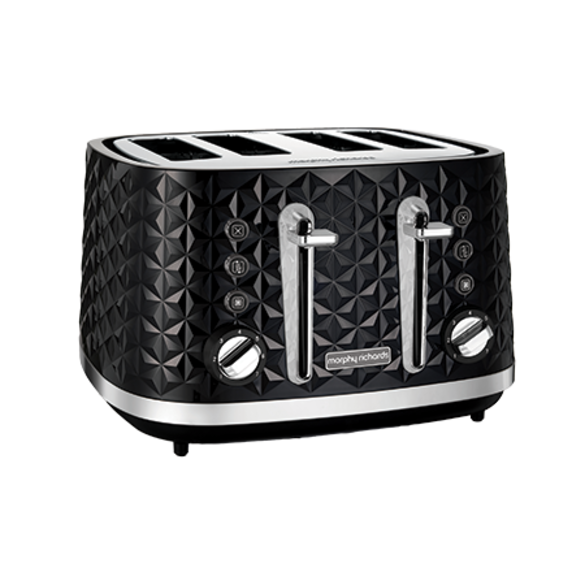 Morphy Richards Vector 4 Slice Toaster in Black with Patterned 3D Finish 248131