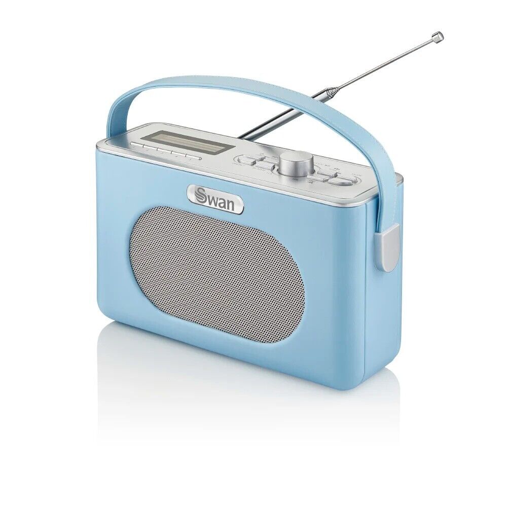 Swan Retro Blue DAB Bluetooth Portable Radio Alarm Clock SRA43010BLN