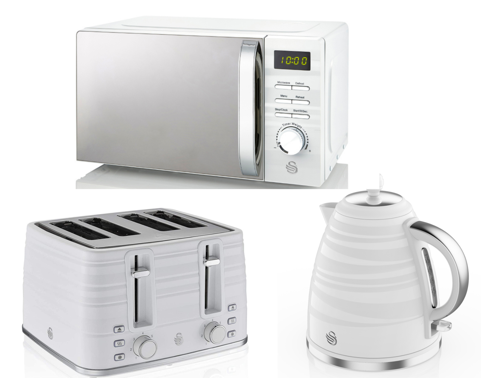 Swan Symphony White 1.7L Kettle 4 Slice Toaster 700W 20L Microwave