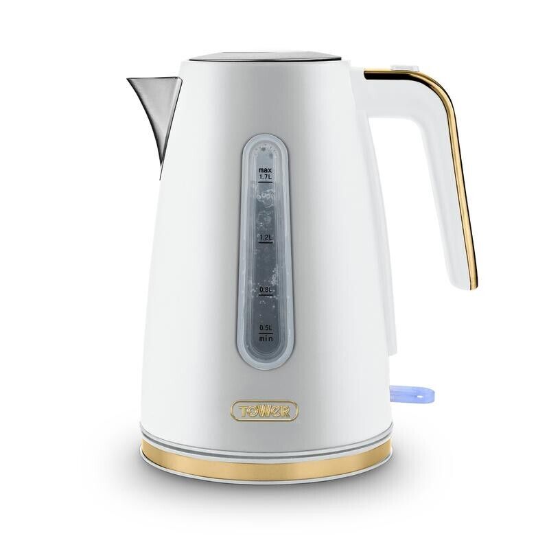Tower Cavaletto T10066WHT 1.7L 3KW Jug Kettle White with Champagne Gold Accents