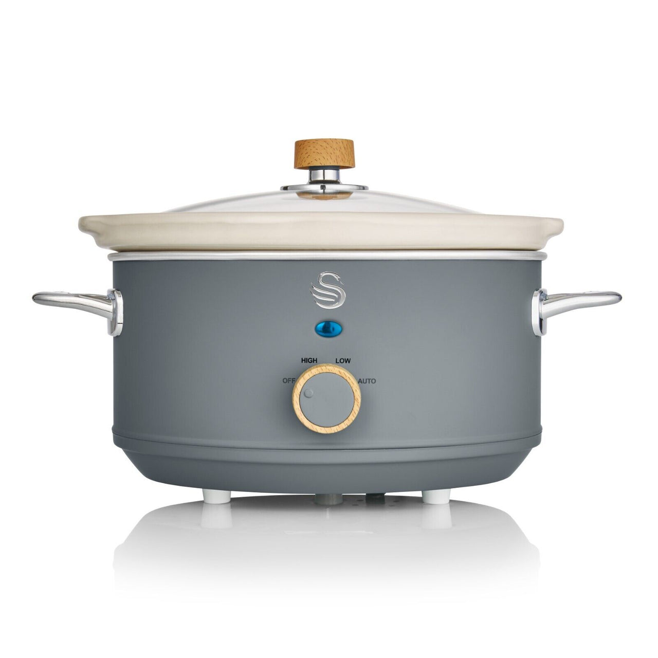 Swan Nordic Grey Slow Cooker Scandi Design Large 3.5L Capacity with 3 Heat Settings