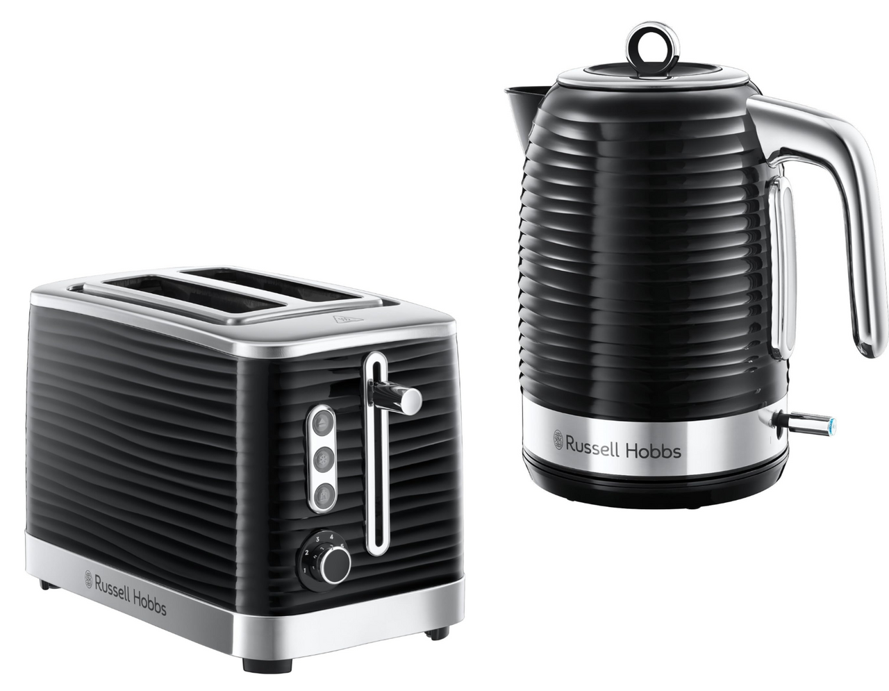 Russell Hobbs Inspire Black 1.7L Jug Kettle & 2 Slice Toaster Matching Set