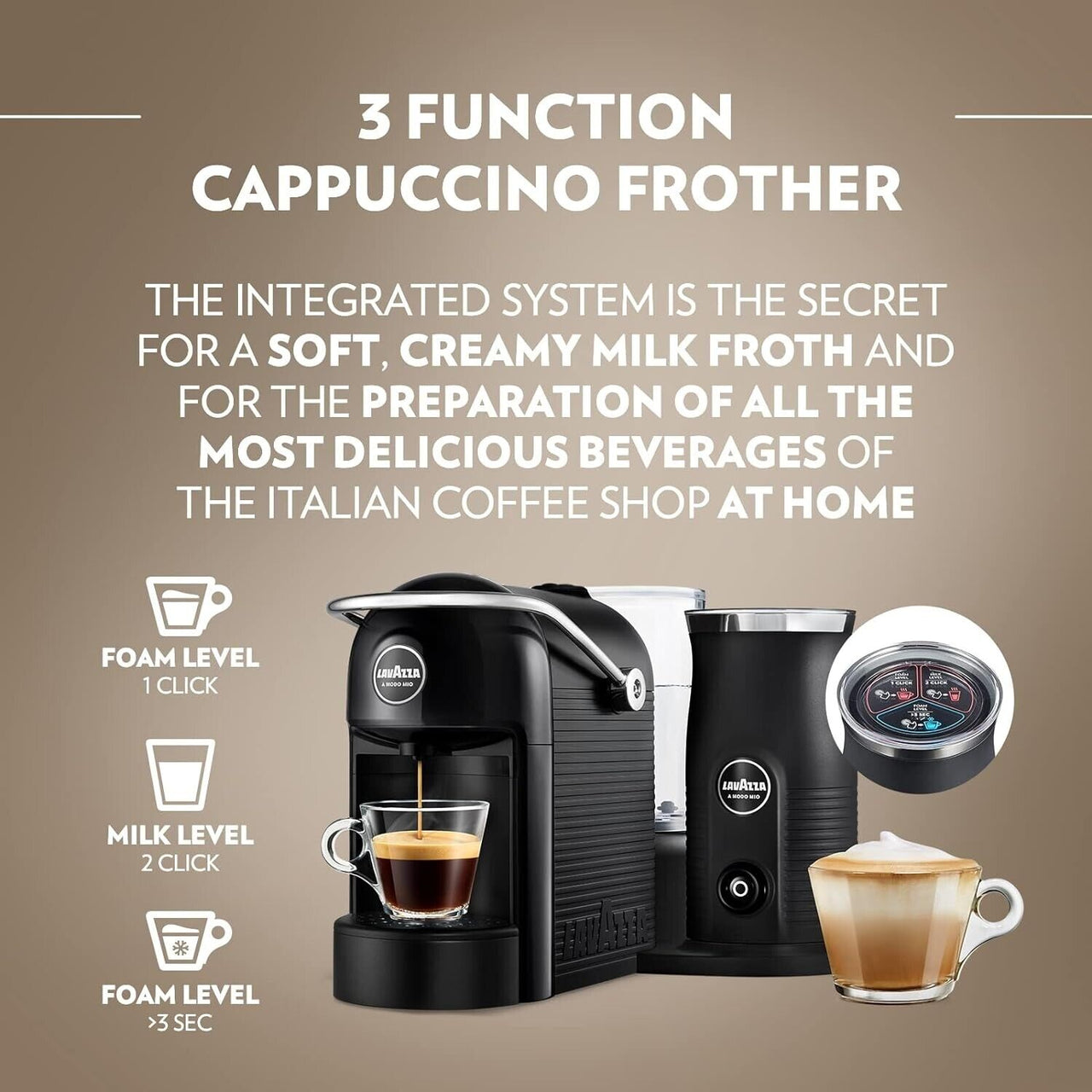 Lavazza A Modo Mio Jolie & Milk Coffee Machine Black Pod Coffee Machine 18000415
