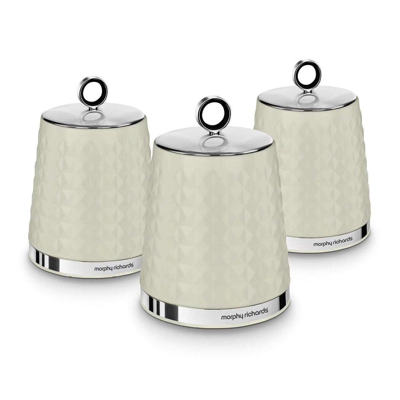 Morphy Richards Dimensions Tea, Coffee & Sugar Canisters Set of 3 in Ivory Cream 978055