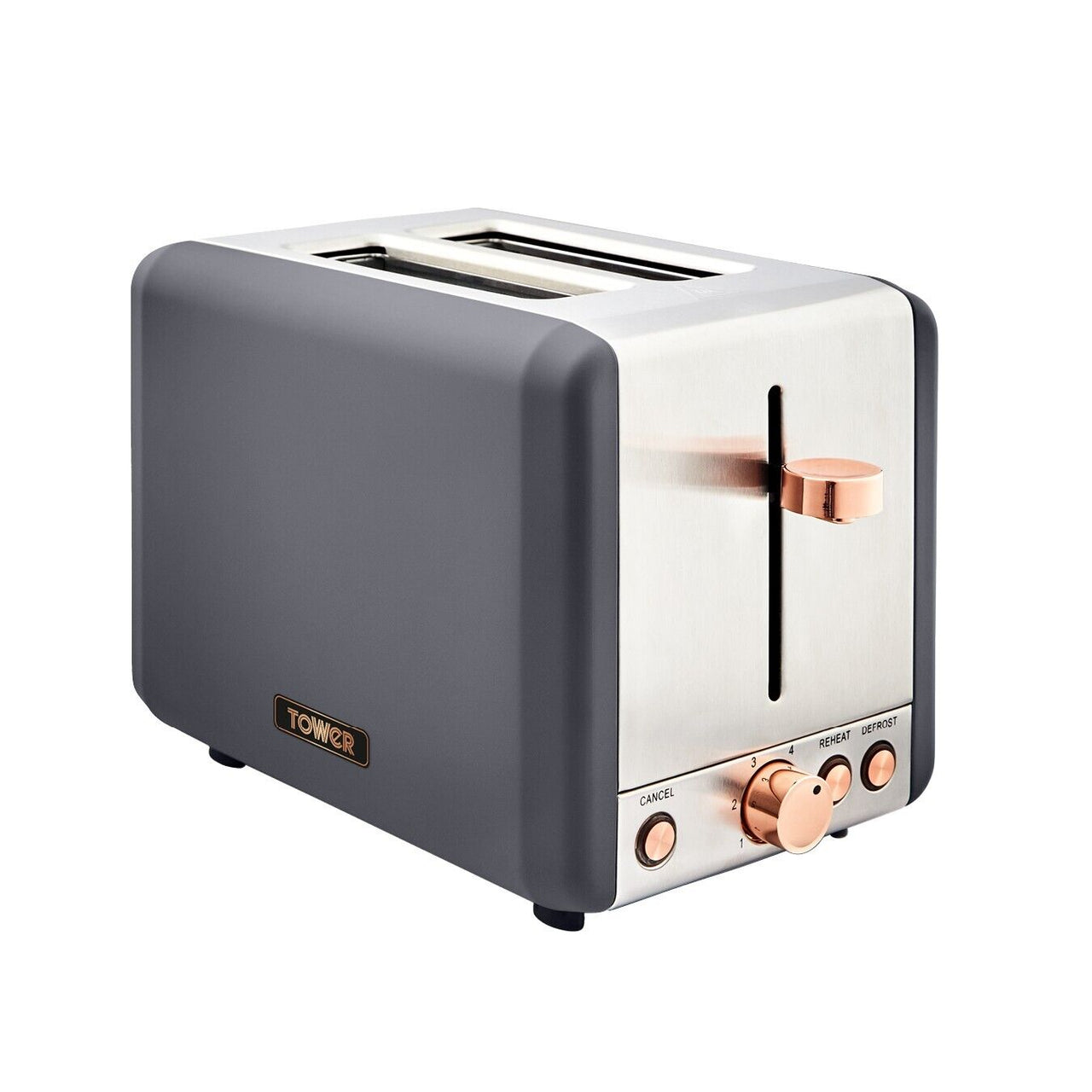 Tower Cavaletto T20036RGG 2 Slice Toaster in Grey & Rose Gold. 3 Year Guarantee