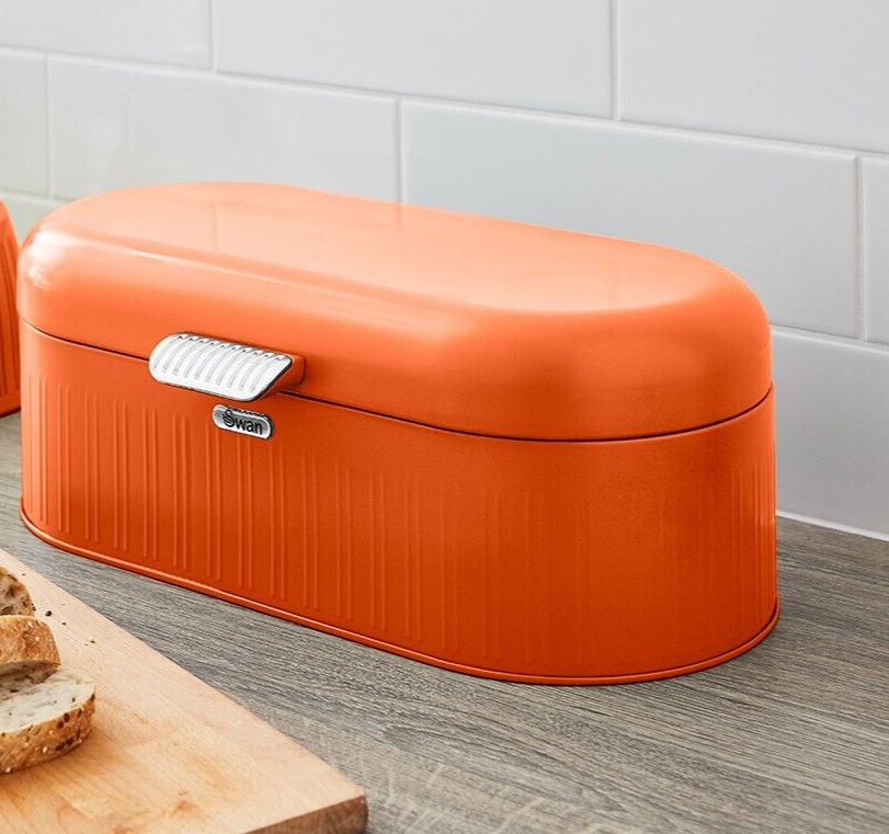 SWAN Retro Orange Bread Bin - Cool 50`s Design Bread Bin with 2 Year Guarantee