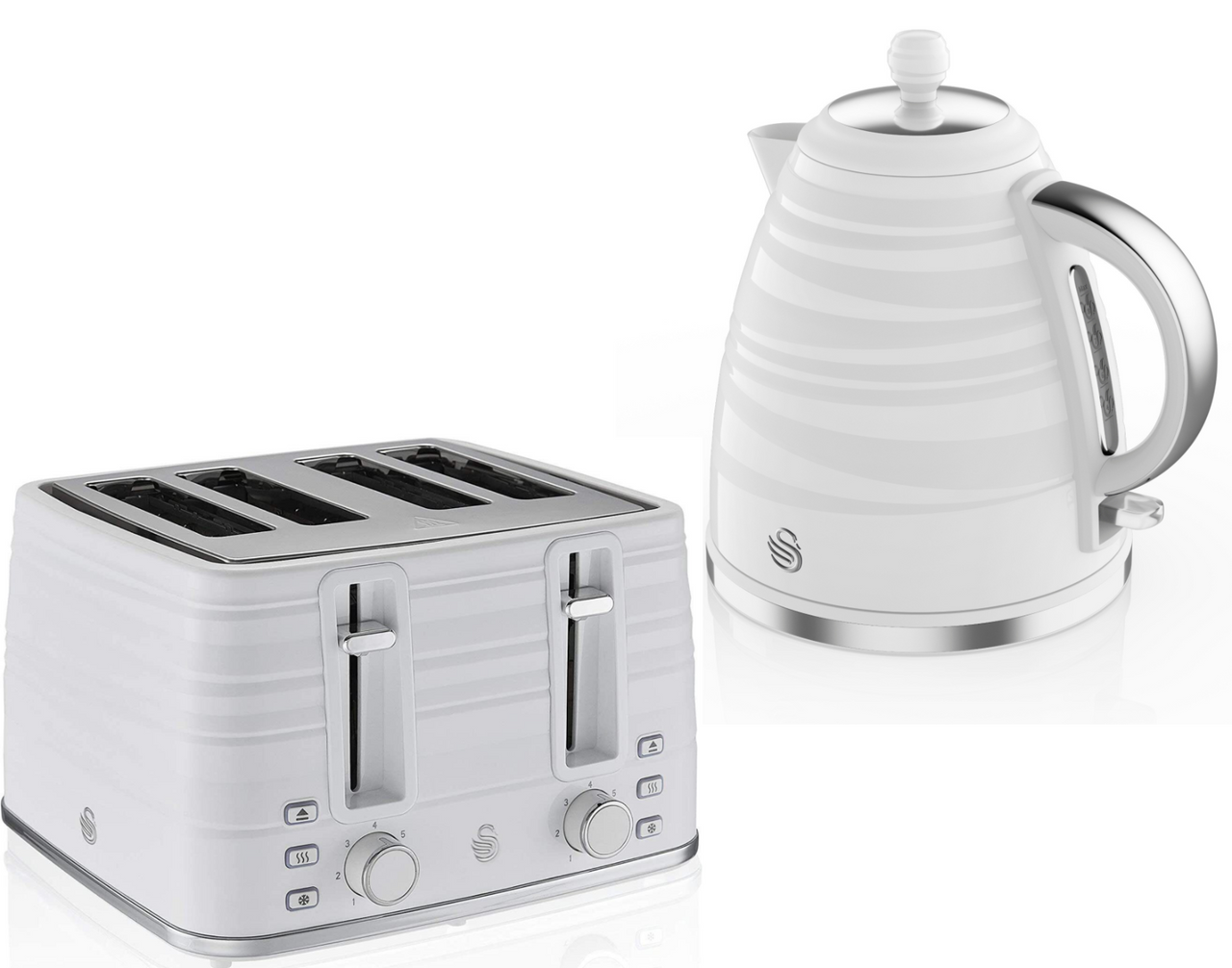 Swan Symphony White 3KW 1.7L Kettle & 4 Slice Toaster