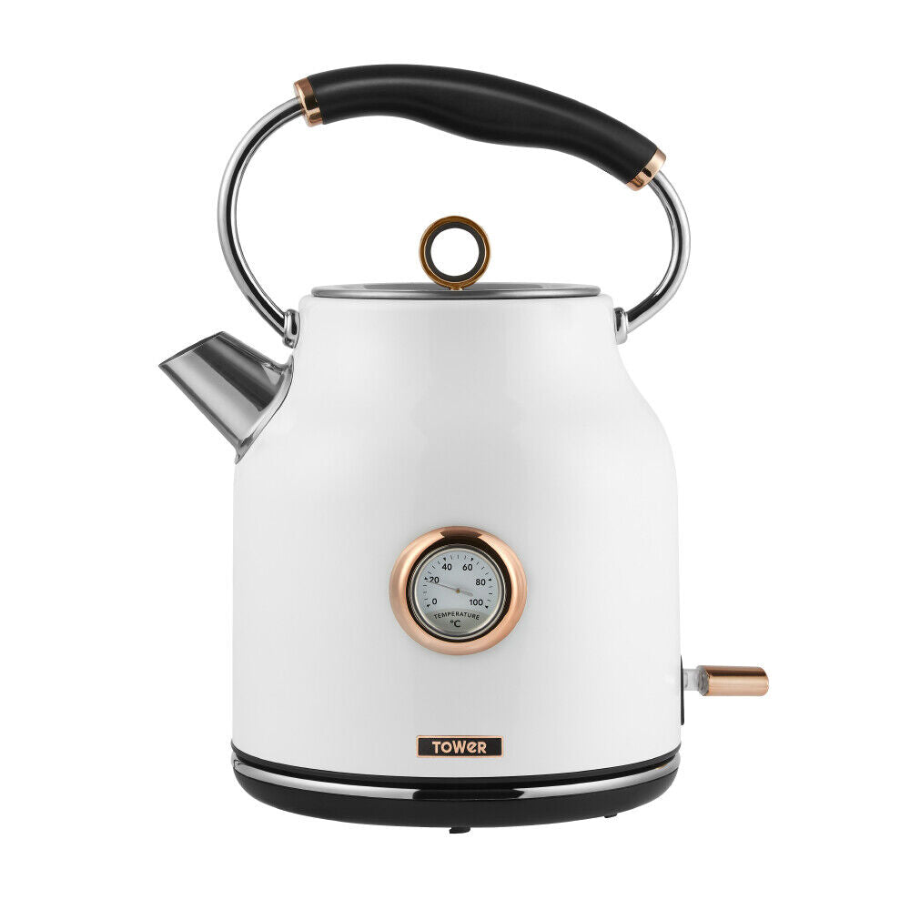 Tower Bottega Rose Gold & White Traditional Kettle with 3 Year Guarantee T10020W