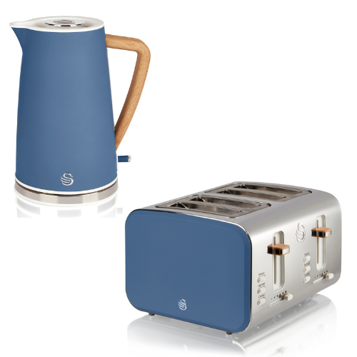 Swan Nordic Blue Kettle Slice Toaster Matching Set