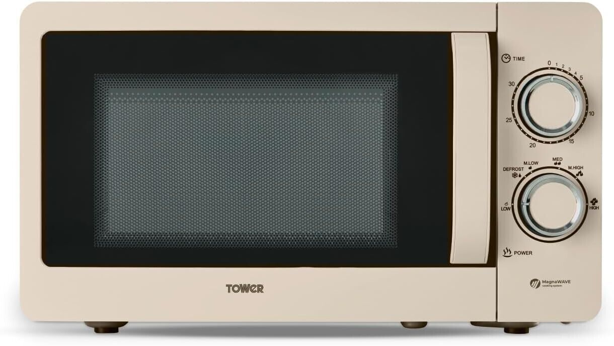Tower 800W 20L Manual Microwave in Latte with Chrome Accents T24042MSH