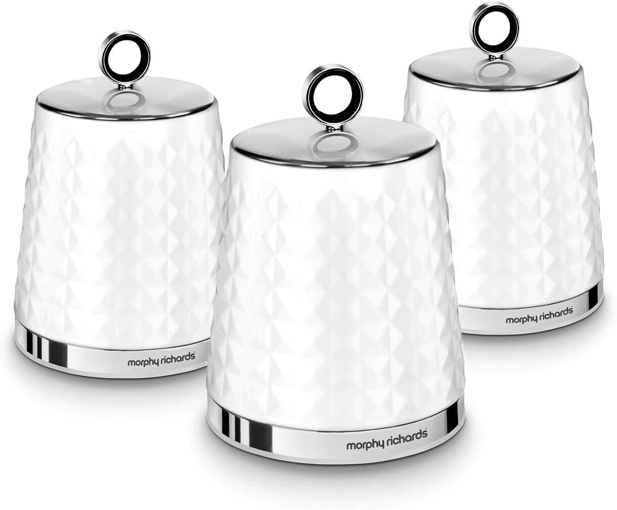 Morphy Richards Dimensions White Tea, Coffee Sugar Canisters 978054