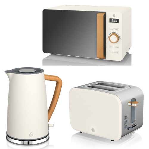 Swan Nordic Kettle 2 Slice Toaster Digital Microwave White Scandinavia