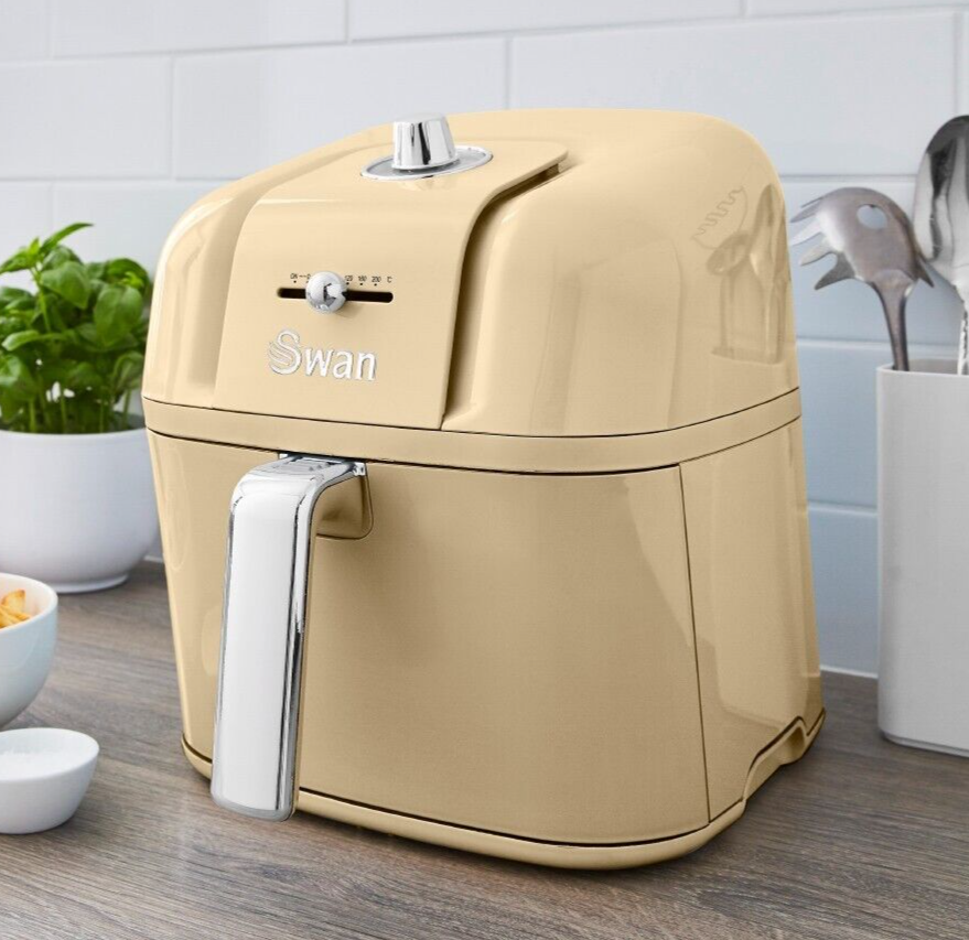 Swan Retro Air Fryer 6L in Cream Healthy Energy Efficient Cooking for the Family