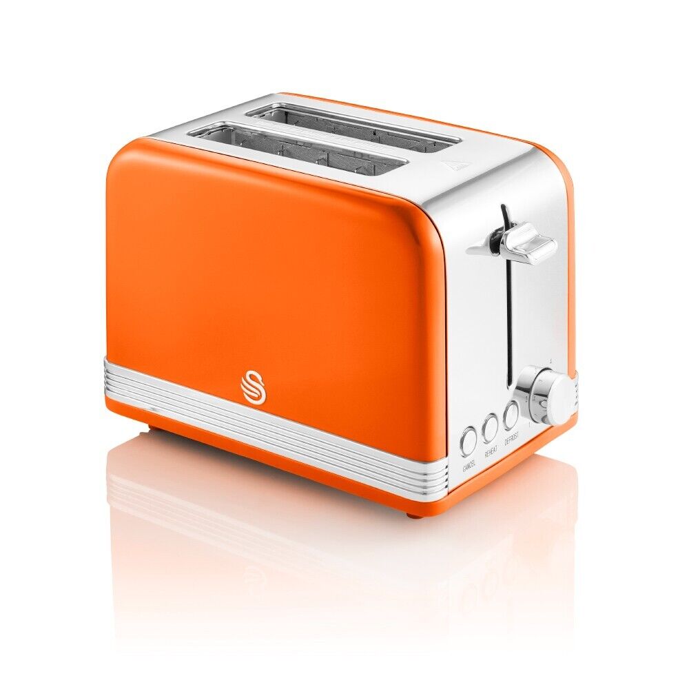 Swan Retro Orange 2 Slice Toaster ST19010ON Vintage Design Toaster
