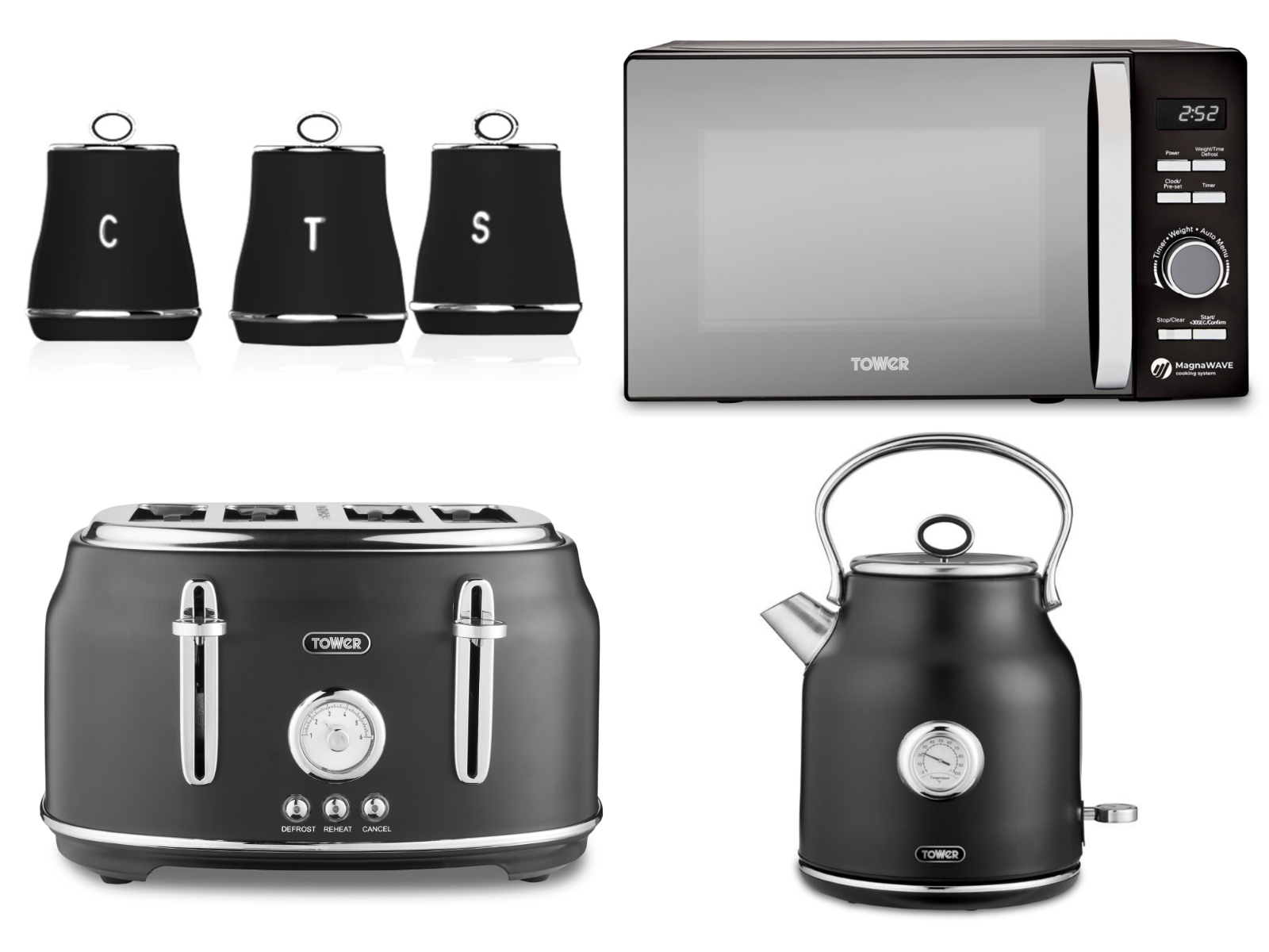 Grey kettle and best sale toaster and microwave