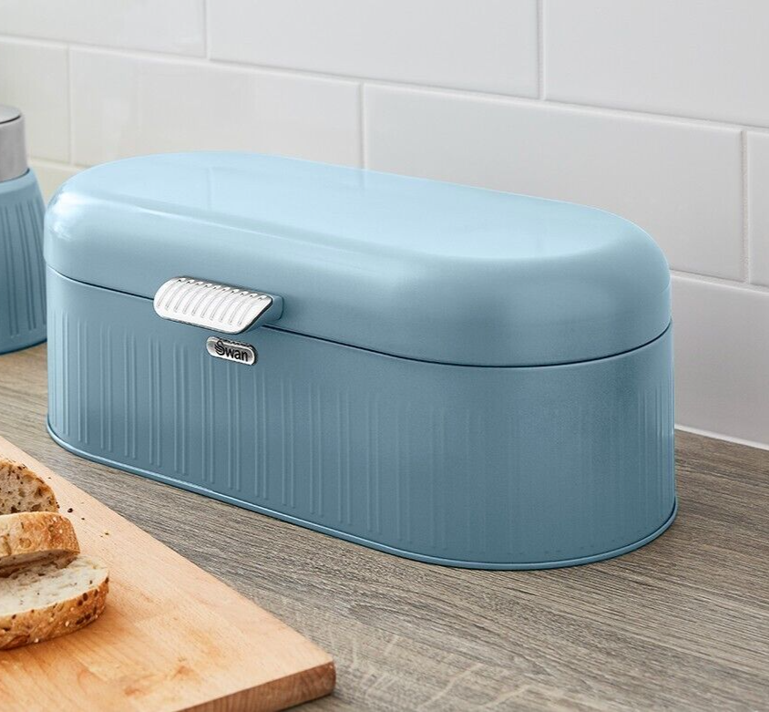 Swan Retro Blue Bread Bin Vintage Design Kitchen Storage SWKA1014BLN