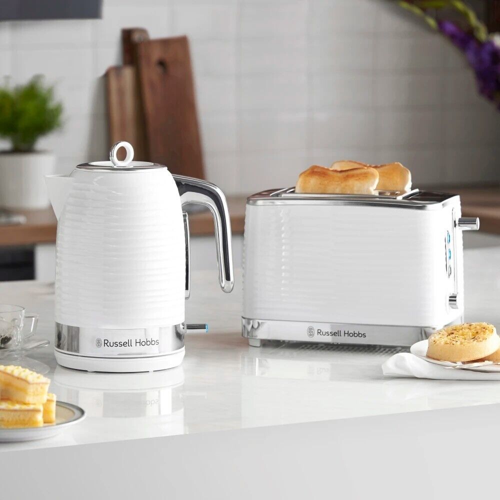 Russell Hobbs Inspire White 1.7L Jug Kettle & 2 Slice Toaster Matching Set