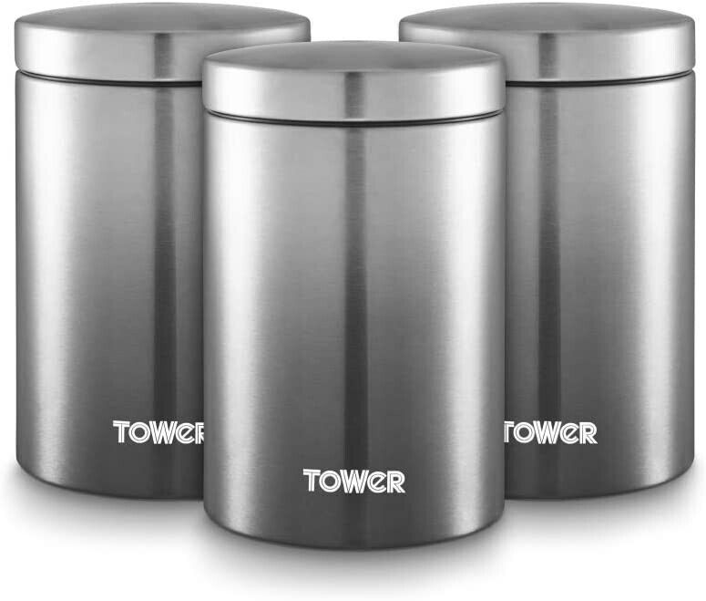 TOWER Infinity Ombre Tea Coffee Sugar Kitchen Storage Canisters Set in Graphite