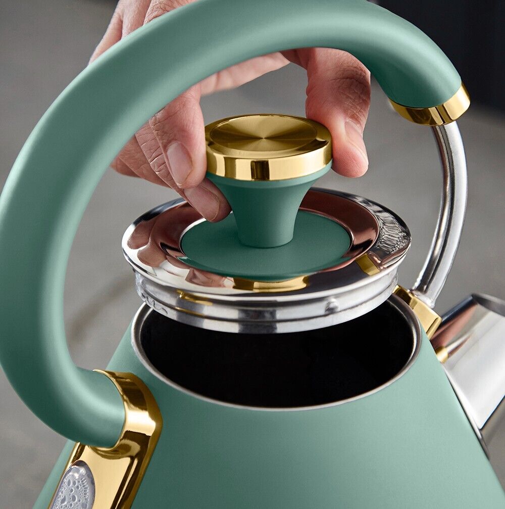 Tower Cavaletto Kettle & 4 Slice Toaster Set in Jade & Champagne Gold Accents