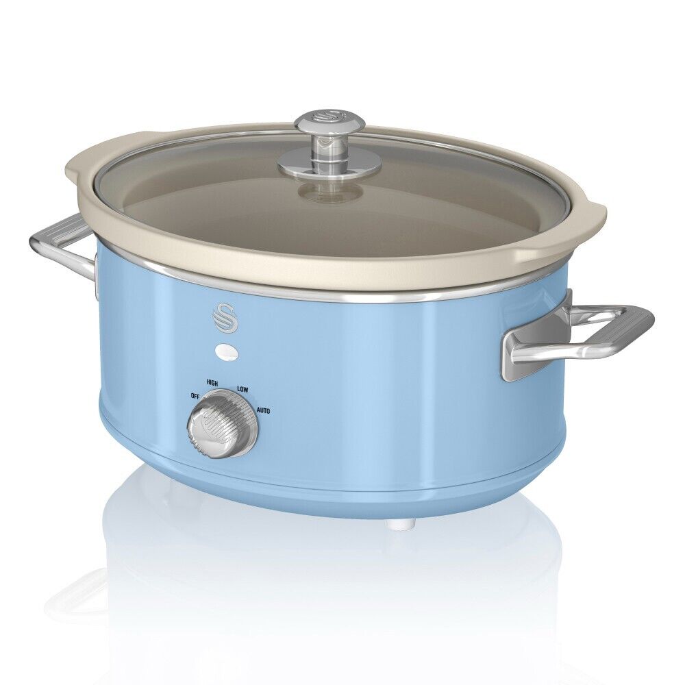Swan Retro Blue 3.5L Slow Cooker Ultra Energy Efficient Cooking for the Family