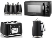 Swan Serenity Black 1.7L 3KW Kettle, 4 Slice Toaster, Canisters and 20L 700W Microwave SM4420BLK. Striking Design Matching Swan Kitchen Set of 6