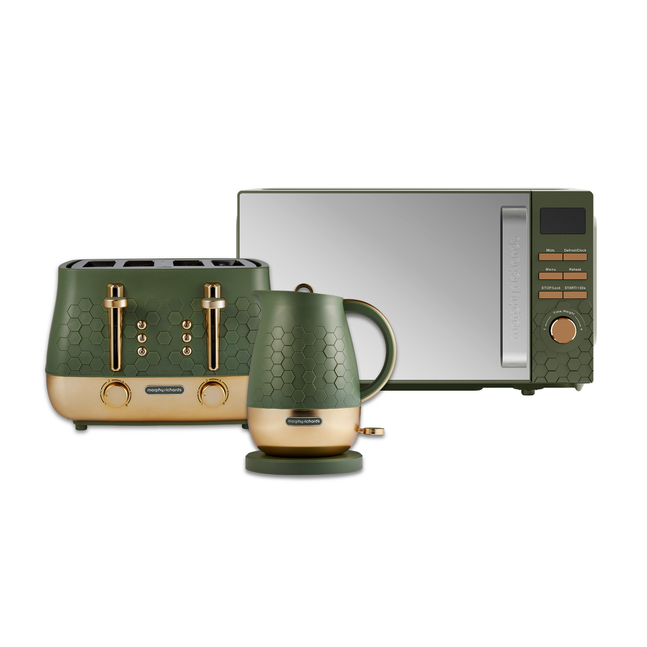 Morphy Richards Cassini Kettle Toaster Microwave Olivine Green Kitchen Bundle0