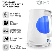 Tower Sonar White Kettle 2 Slice Toaster & 800W 20L Manual Microwave T24044WHT10