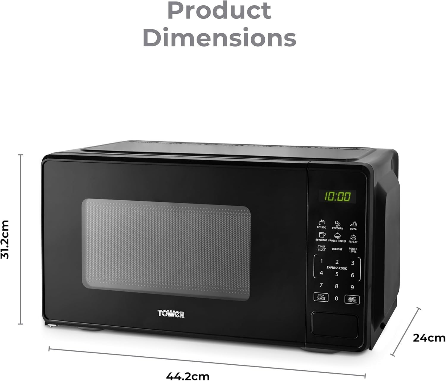 Tower Sonar Black Kettle Toaster Microwave & Canisters Kitchen Bundle Set of 618