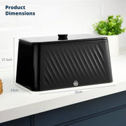 Swan Windsor Black 16L Bread Bin Iron Storage Chrome Handle SWKA18539BLK4