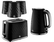 Swan Windsor Black Kettle Toaster Canisters Matching Kitchen Bundle Set0