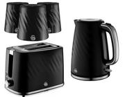 Swan Windsor Black Kettle Toaster Canisters Matching Kitchen Bundle Set0