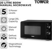 Tower Sonar Black Kettle 2 Slice Toaster Microwave & Canisters Kitchen Set13