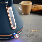 Tower Cavaletto Blue Kettle Toaster Microwave Breadbin Canisters Towel Pole Set5