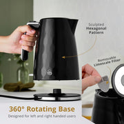 Swan Hexton Black Kettle & 2 Slice Toaster Hexagonal Texture Chrome Accents6