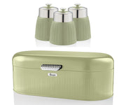 Swan Retro Green Bread Bin Canisters VIntage Kitchen Storage Set