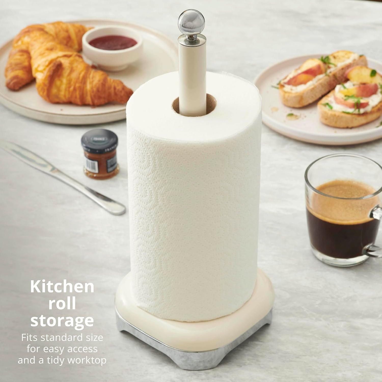 Swan Solace Cream Breadbin Canisters Kitchen Roll Holder Storage Set Chrome Trim7
