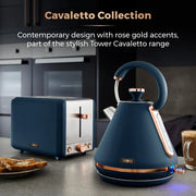 Tower Cavaletto Blue Kettle Toaster Microwave Breadbin Canisters Towel Pole Set1