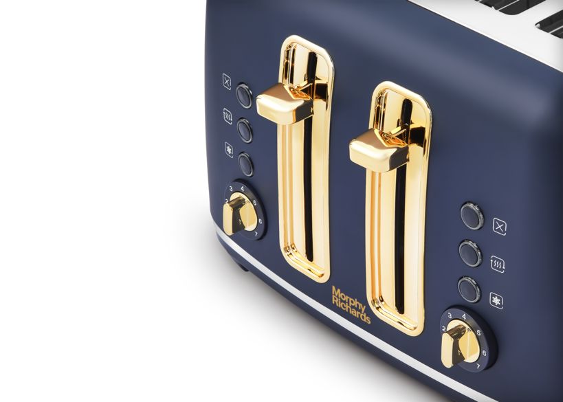 Morphy Richards Accents 4 Slice Toaster in Navy with Gold Accents - 242045