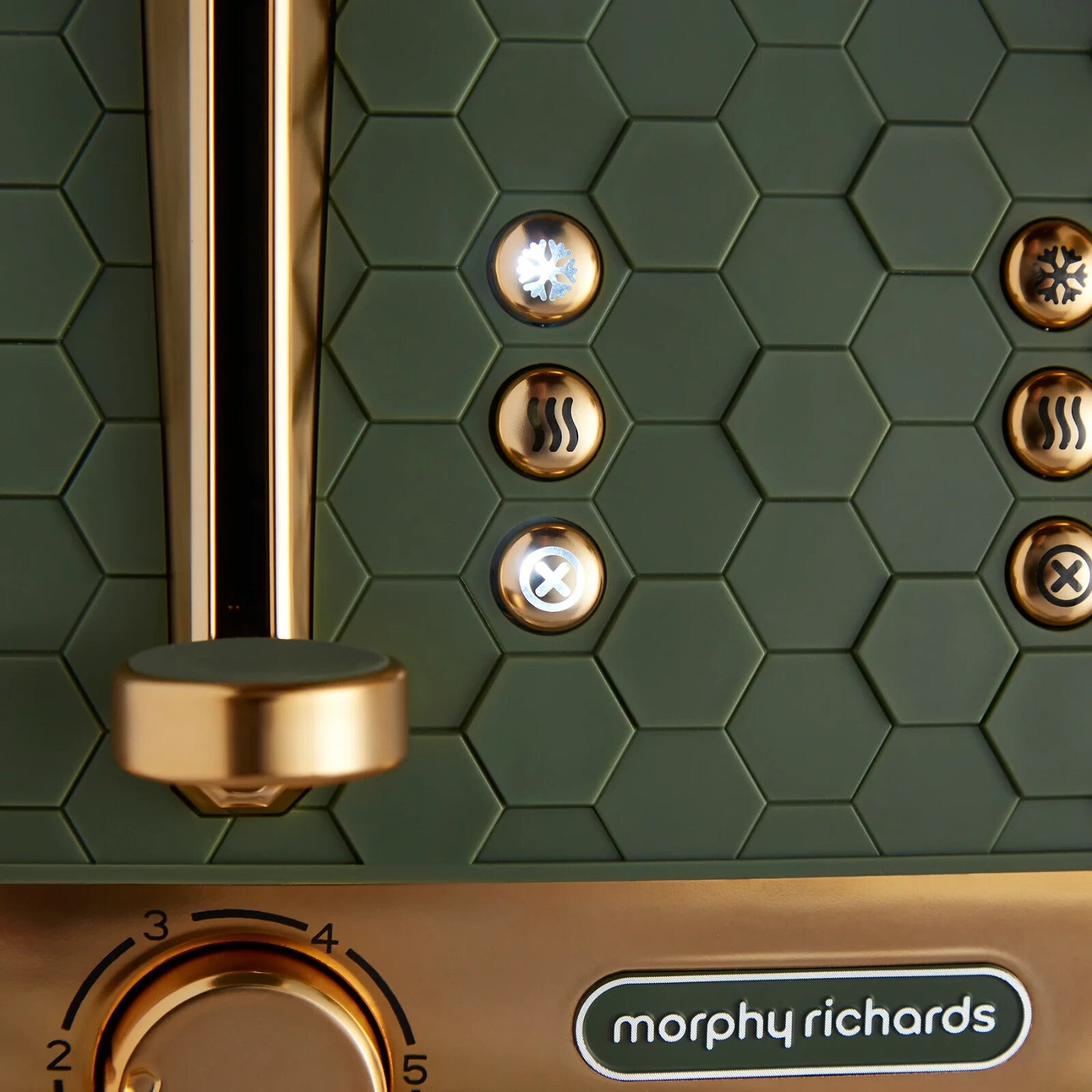 Morphy Richards Cassini 4 Slice Toaster Olivine Green & Gold 2430222