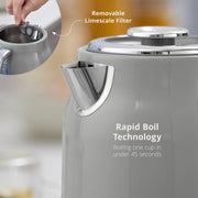 Swan Retro Revive Grey Jug Kettle 2 Slice Toaster Canisters Matching Kitchen Set8