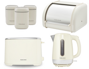 Morphy Richards Equip Cream Kettle Toaster Breadbin & Canisters Kitchen Bundle0