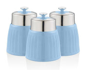 Swan Retro Blue Tea, Coffee & Sugar Canisters New Set of 3 Kitchen Storage Set