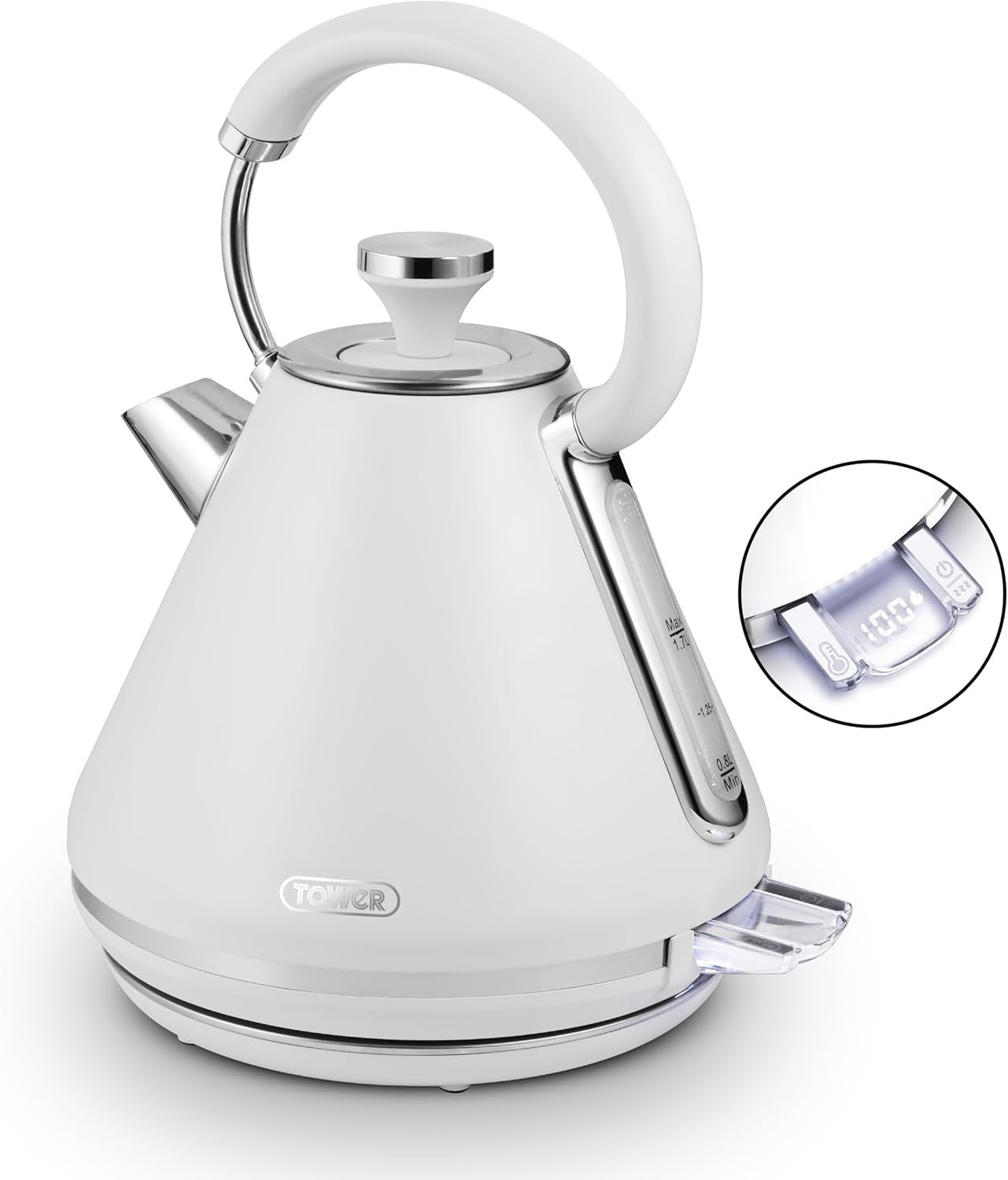 Tower Mirage White Digital Kettle Variable Temperature Control 1.7L T10087WHT0